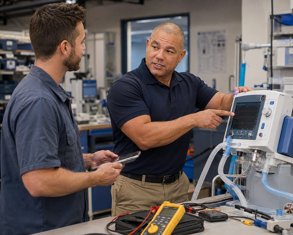 Devin teaches ventilator preventive maintenance