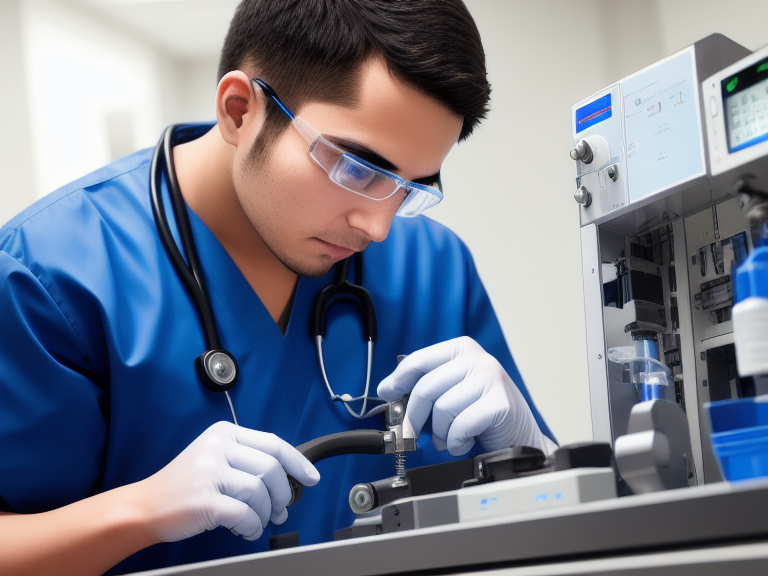 Biomedical equipment technician servicing hospital medical equipment in Arizona