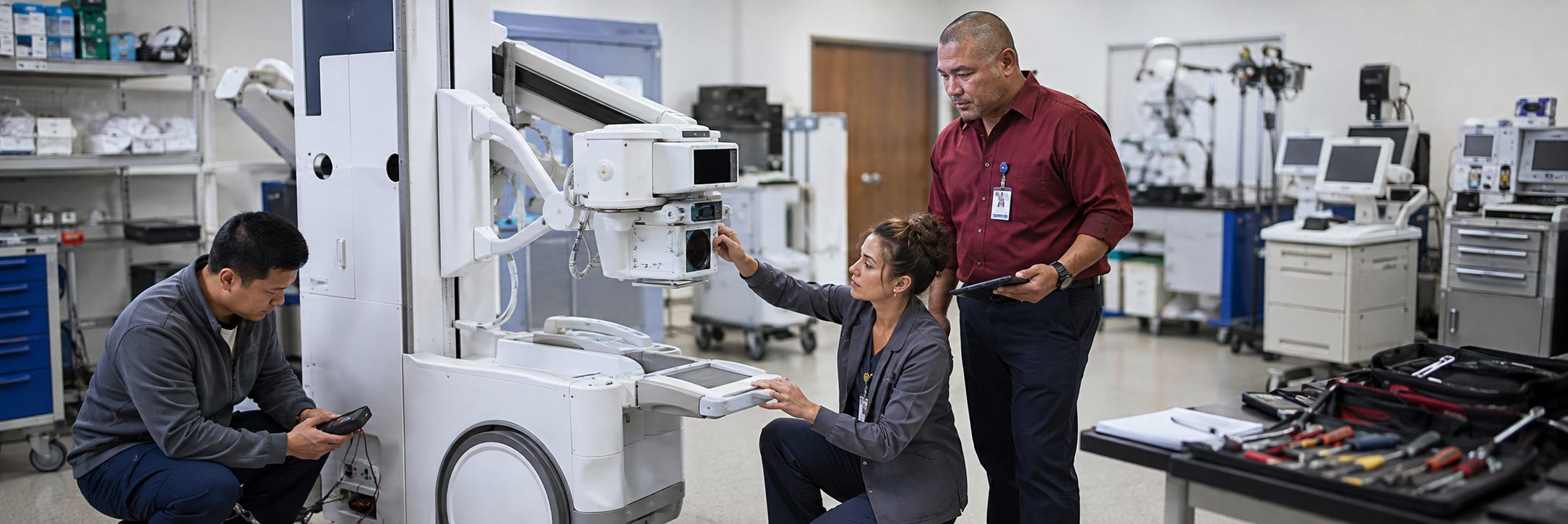 Biomedical equipment repair shop bench calibration with an electrical safety analyzer