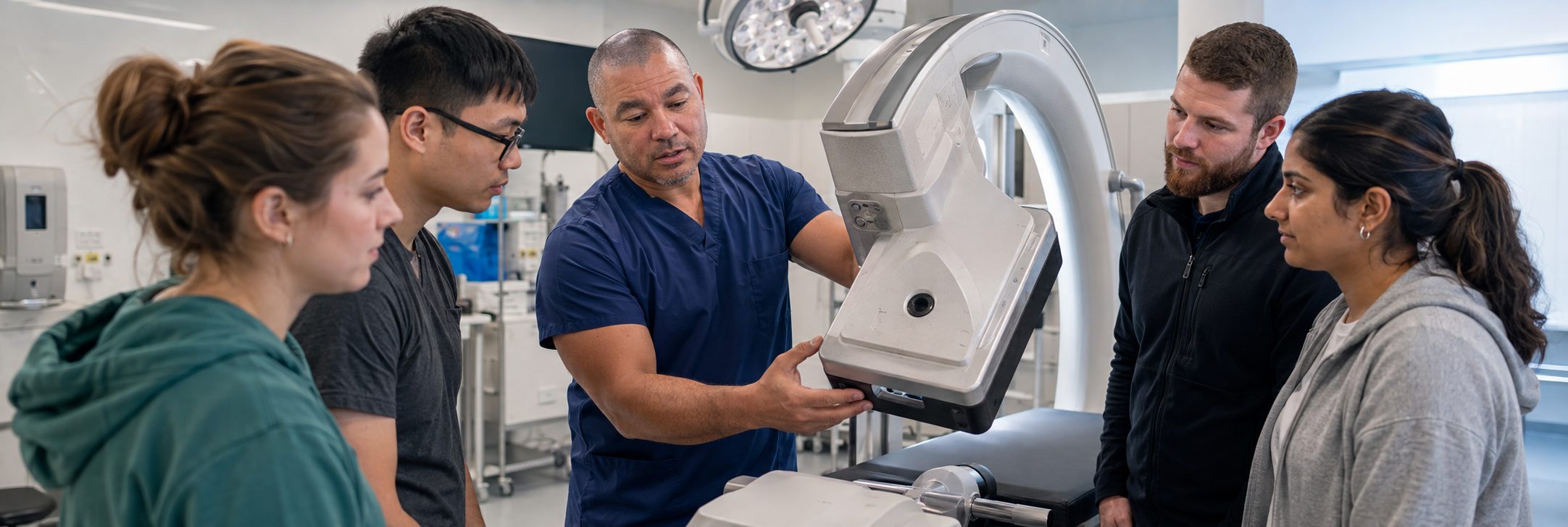 Medical imaging equipment service on a mammography system with test instrumentation
