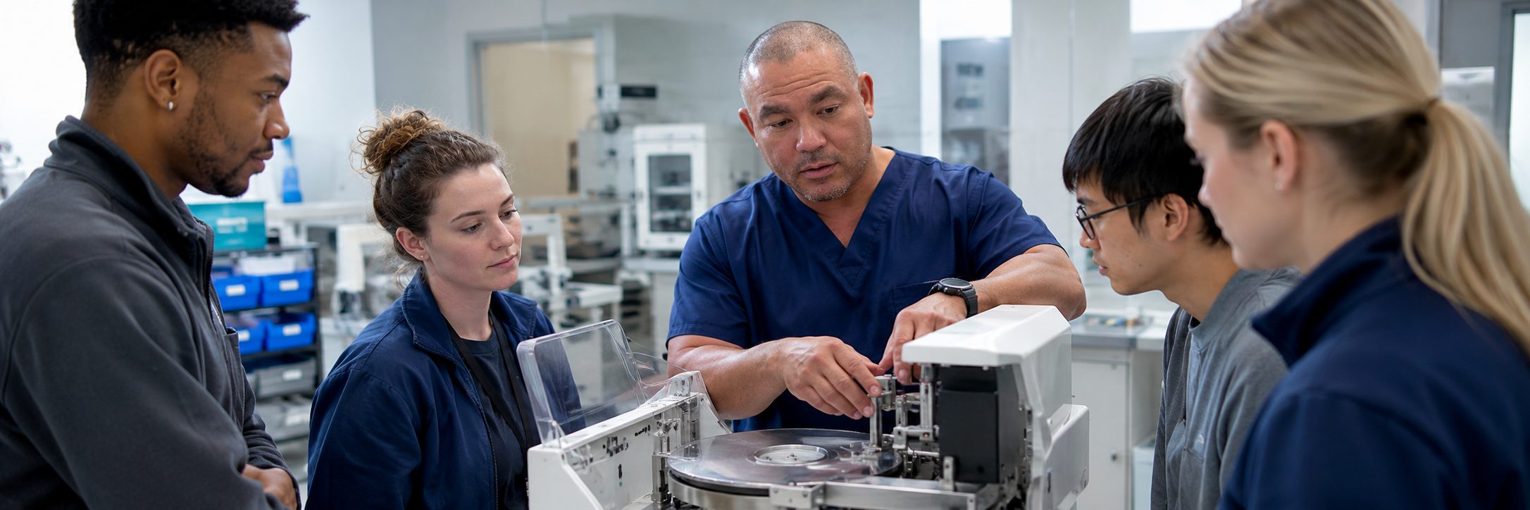 Ventilator and transport monitor service in a hospital equipment depot